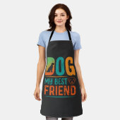 Hond Mijn Beste Vriend Retro Design Schort (Gedragen)