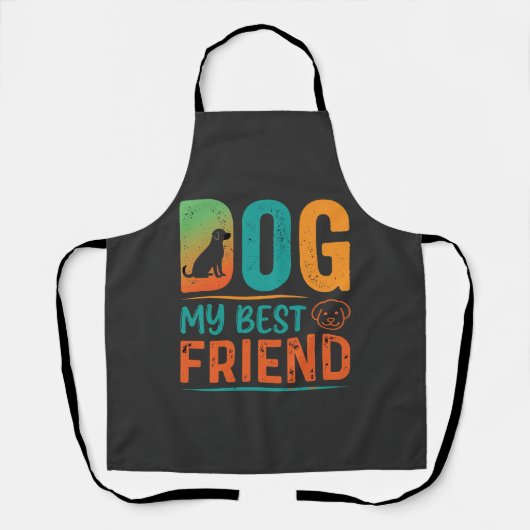 Hond Mijn Beste Vriend Retro Design Schort (Voorkant)