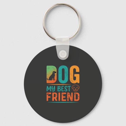 Hond Mijn Beste Vriend Retro Design Sleutelhanger (Voorkant)