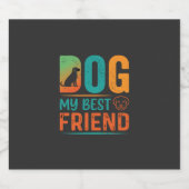 Hond Mijn Beste Vriend Retro Design Sparkling Wijnetiket (Enkel label)