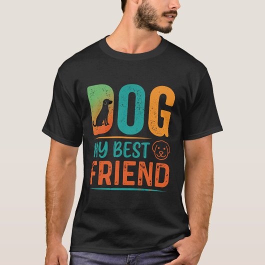 Hond Mijn Beste Vriend Retro Design T-shirt (Voorkant)
