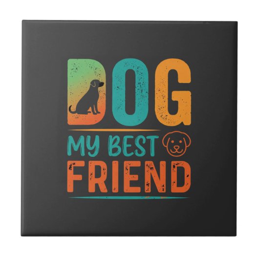 Hond Mijn Beste Vriend Retro Design Tegeltje (Voorkant)