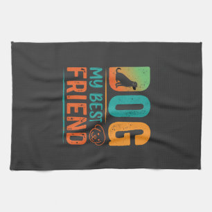 Hond Mijn Beste Vriend Retro Design Theedoek