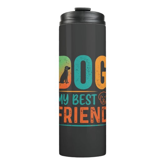 Hond Mijn Beste Vriend Retro Design Thermosbeker (Voorkant)