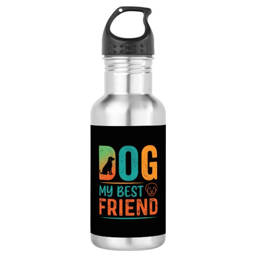 Hond Mijn Beste Vriend Retro Design Waterfles (Voorkant)
