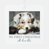 Hond Mijn Eerste Kersthuisdier Foto Metalen Ornament (Voorkant)