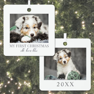 Hond Mijn Eerste Kerstmis Huisdier Foto Metalen Ornament