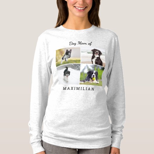Hond Moeder Aangepaste Foto Collage T-shirt (Voorkant)