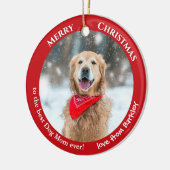 Hond Moeder Aangepaste Foto Rode Kerst Keramisch Ornament (Links)