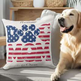 Hond Moeder Amerikaanse vlag Grunge Rood Wit Blauw Kussen