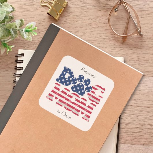 Hond Moeder Amerikaanse vlag Grunge Rood Wit Blauw Vierkante Sticker
