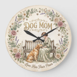 Hond Moeder Bloemen Wandklok