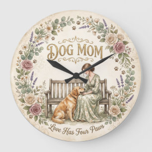 Hond Moeder Bloemen Wandklok