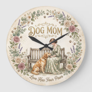 Hond Moeder Bloemen Wandklok