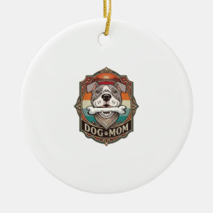 Hond Moeder Bot Bandana Vintage Frame_1 Keramisch Ornament