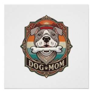 Hond Moeder Bot Bandana Vintage Frame_1 Perfect Poster