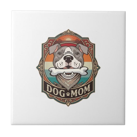 Hond Moeder Bot Bandana Vintage Frame_1 Tegeltje (Voorkant)