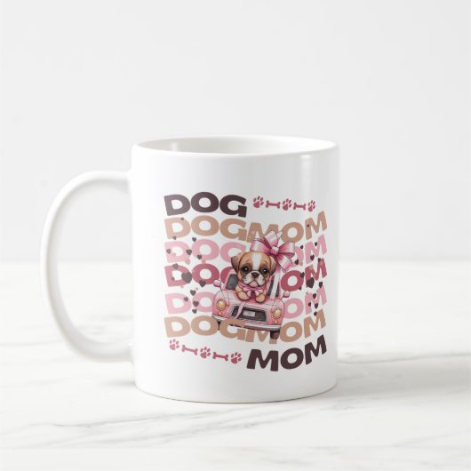 Hond Moeder Cadeau Mopshond Auto Aangepaste Naam Koffiemok (Links)