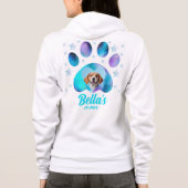 Hond Moeder Custom Paw Foto Blauw Glitter Hoodie (Achterkant)