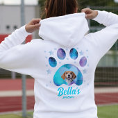 Hond Moeder Custom Paw Foto Blauw Glitter Hoodie