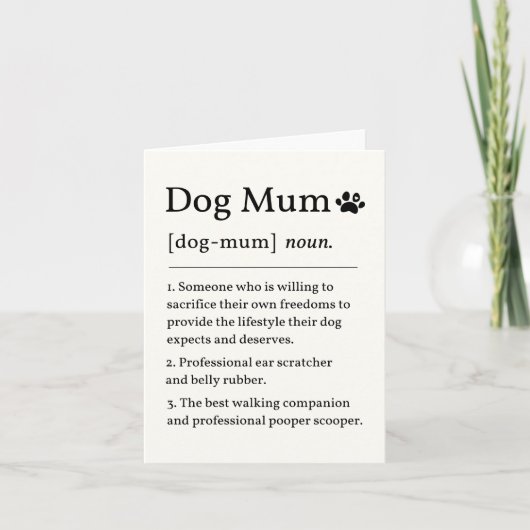 Hond Moeder Definitiekaart Kaart (Voorkant)