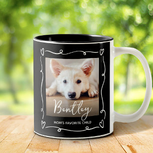Hond Moeder Favoriete Kind Foto Hartjes Doodles Zw Tweekleurige Koffiemok
