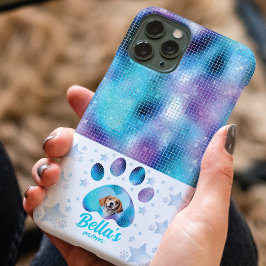 Hond Moeder Foto Custom Blauw Glitter Sterren Case-Mate iPhone Case
