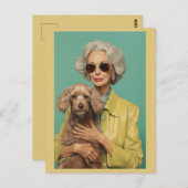 Hond Moeder Gele Mint Groen Briefkaart (Voorkant / Achterkant)