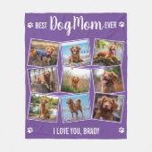 HOND MOEDER Gepersonaliseerd Paarse Pet Photo Coll Fleece Deken (Voorkant)