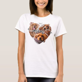 Hond Moeder gepersonaliseerde hartvormige 3 foto c T-shirt