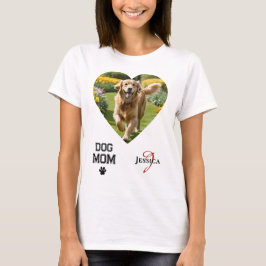 Hond moeder hart vormige foto's Monogram Poot Prin T-shirt