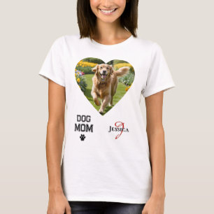 Hond moeder hart vormige foto's Monogram Poot Prin T-shirt