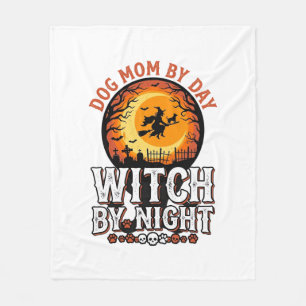 Hond Moeder Heks Bij Nacht Vintage Halloween Shirt Fleece Deken