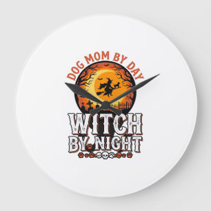 Hond Moeder Heks Bij Nacht Vintage Halloween Shirt Grote Klok