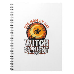 Hond Moeder Heks Bij Nacht Vintage Halloween Shirt Notitieboek