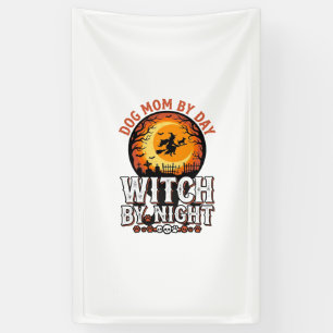 Hond Moeder Heks Bij Nacht Vintage Halloween Shirt Spandoek