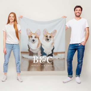 Hond Moeder Huisdier Monogram Naam Fleece Foto Dek Deken