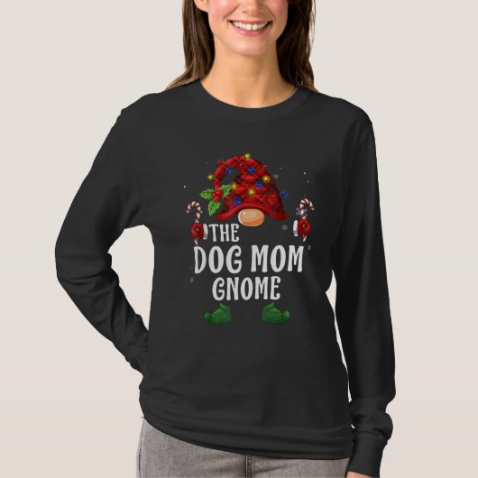 Hond Moeder Kabouter Buffalo Plaid Overeenkomstige T-shirt (Voorkant)