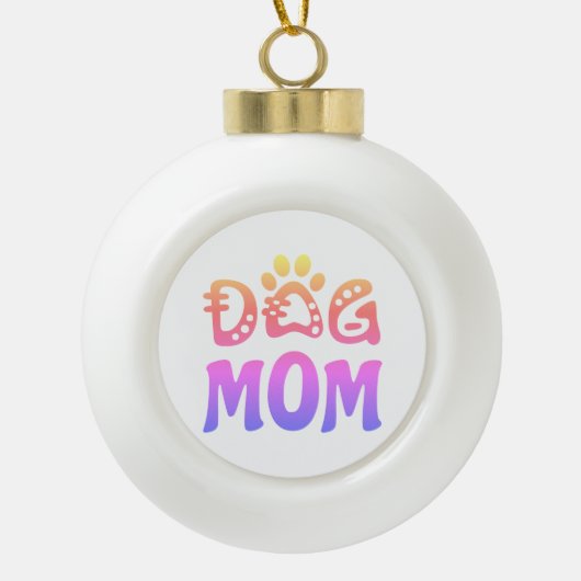 Hond Moeder Keramische Bal Ornament (Voorkant)
