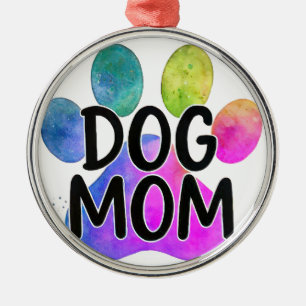 Hond Moeder kleurrijke poot huisdierliefhebber Moe Metalen Ornament