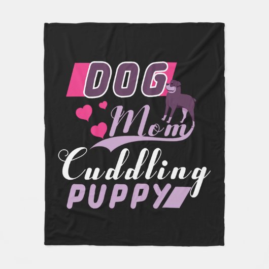 Hond Moeder Knuffelen Puppy Fleece Deken (Voorkant)