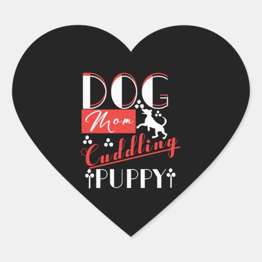 Hond Moeder Knuffelen Puppy Hart Sticker (Voorkant)