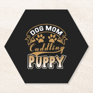 Hond Moeder Knuffelen Puppy Kartonnen Onderzetters