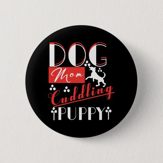 Hond Moeder Knuffelen Puppy Ronde Button 5,7 Cm (Voorkant)