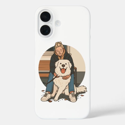 Hond Moeder Knuffelende Fluffy Puppy Cute Huisdier Case-Mate iPhone Case (Achterkant)