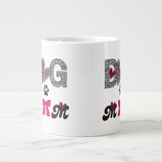 Hond Moeder Luipaard Hart Mok -Cadeau voor Moeder (Voorkant)