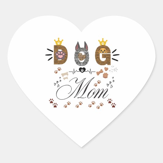 Hond Moeder Luipaard Print Poot Design/Luipaard Ho Hart Sticker (Voorkant)