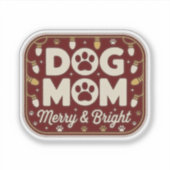 Hond Moeder - Merry & Bright Holiday Badge Sticker (Voorkant)