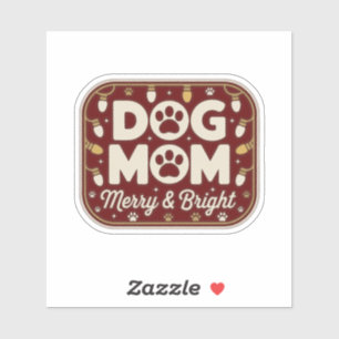 Hond Moeder - Merry & Bright Holiday Badge Sticker
