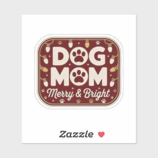 Hond Moeder - Merry & Bright Holiday Badge Sticker (Vel)